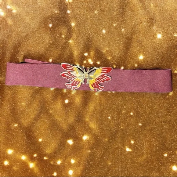 Vintage Butterfly Elastic Bohemian Hippie Belt - Picture 1 of 6